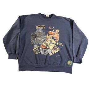 Vintage Nutmeg Mills Chicago Bears Sweatshirt Mens XL Navy 1993 NFL Throwbacks